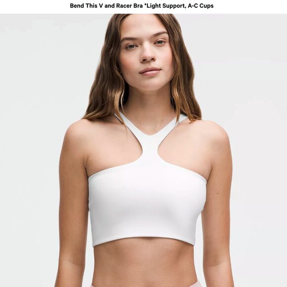 🌸4/$50🌸 Lululemon Bend This V and Racer Bra – White (Reversible) - Picture 1 of 13